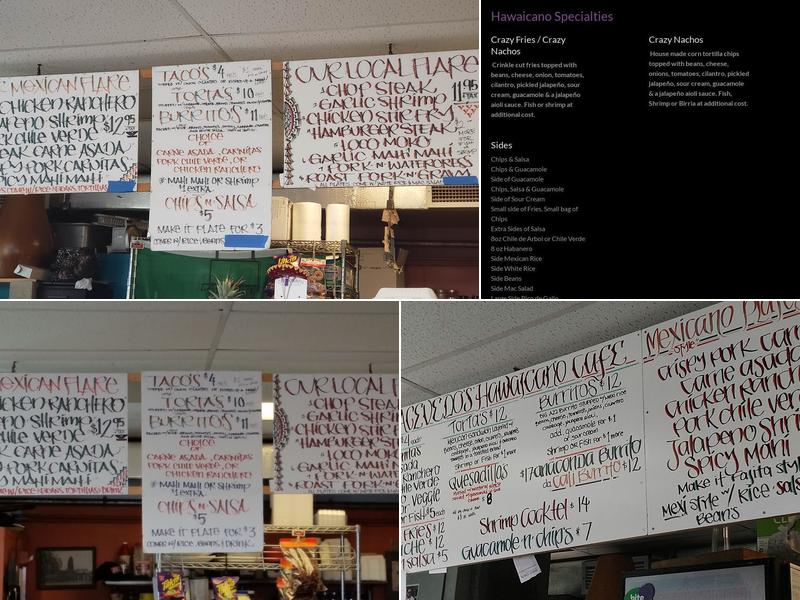 Acevedo's Hawaicano Cafe Menu