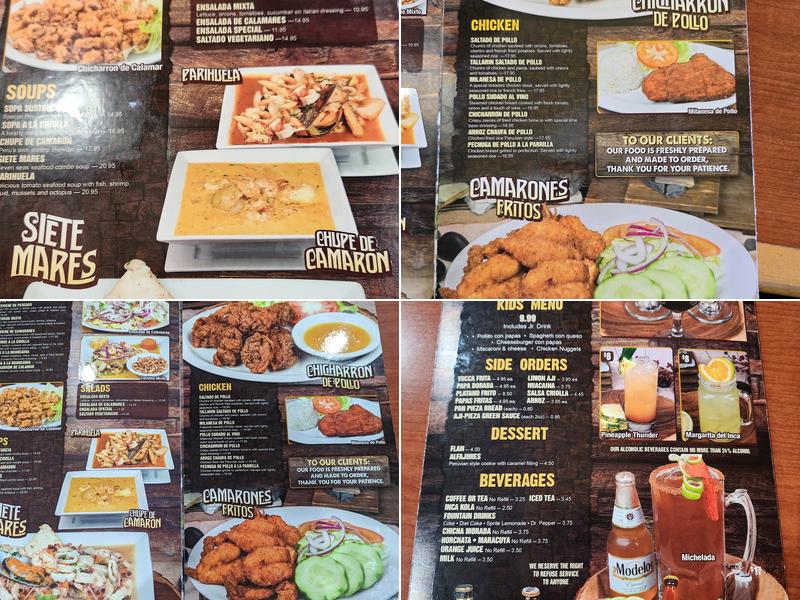 Sol Inka Peruvian Restaurant Menu