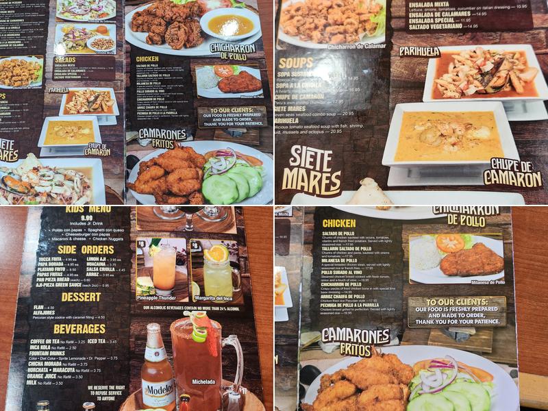 Sol Inka Peruvian Restaurant Menu