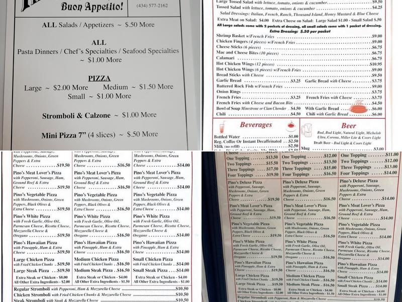 Pino's Pizza & Restaurant Menu