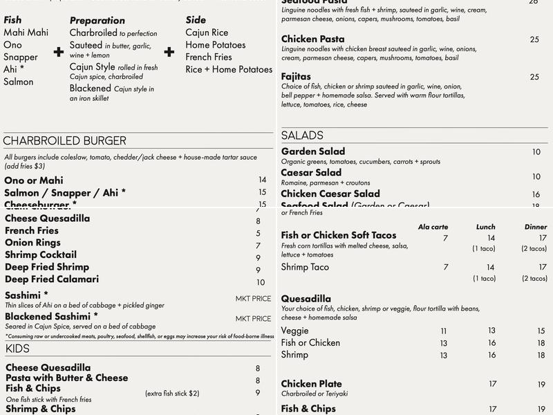 Paia Fish Market South Side Menu