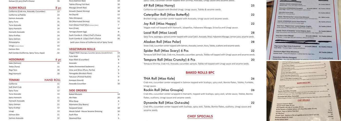 Miso Phat Sushi Menu