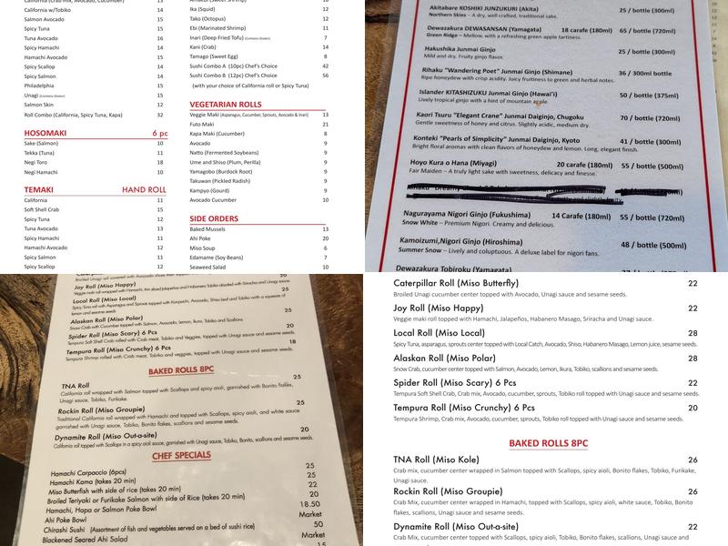 Miso Phat Sushi Menu