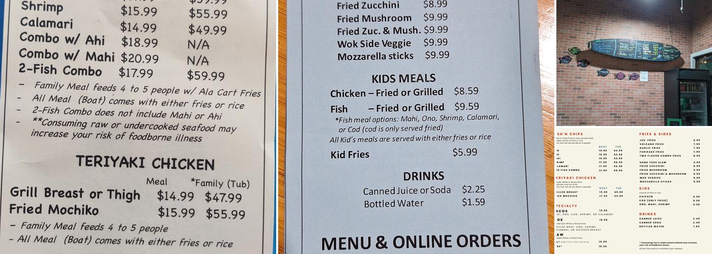Maui Fish'n Chips Menu