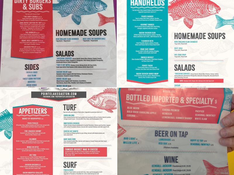 The Pointe at Lake Gaston Menu