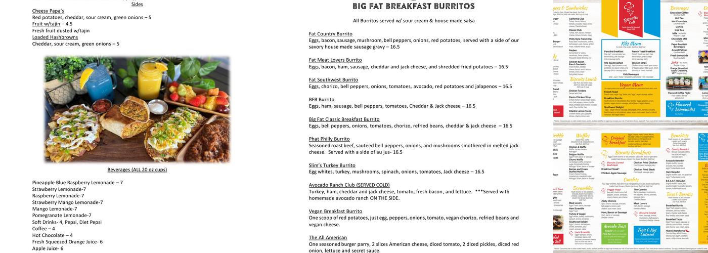 Biscuits Cafe Menu