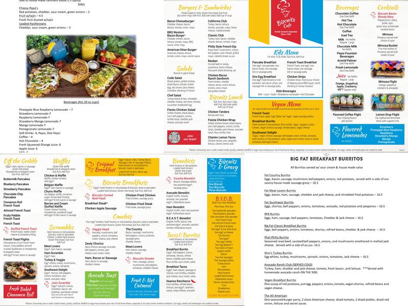Biscuits Cafe Menu