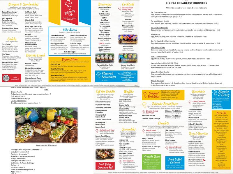 Biscuits Café Menu