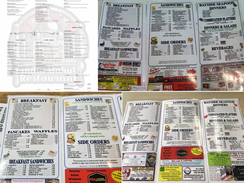 India Mahal Restaurant Menu