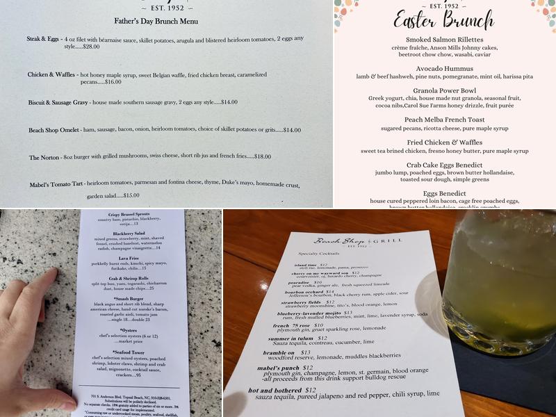 Beach Shop & Grill Menu