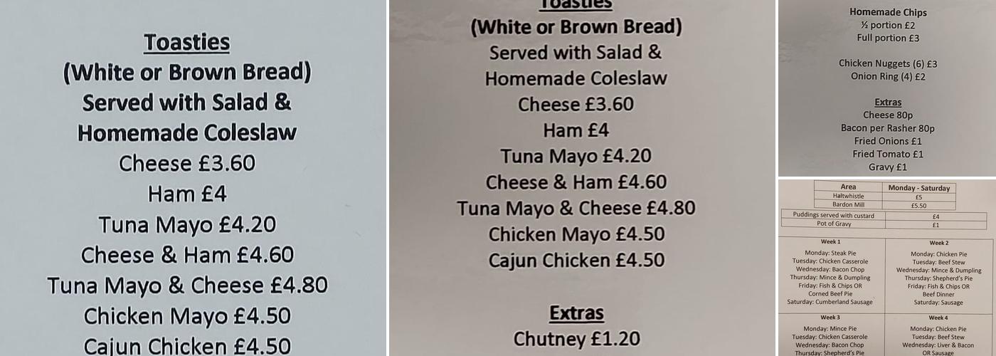 The Pillar Box Cafe Menu