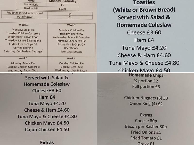 The Pillar Box Cafe Menu