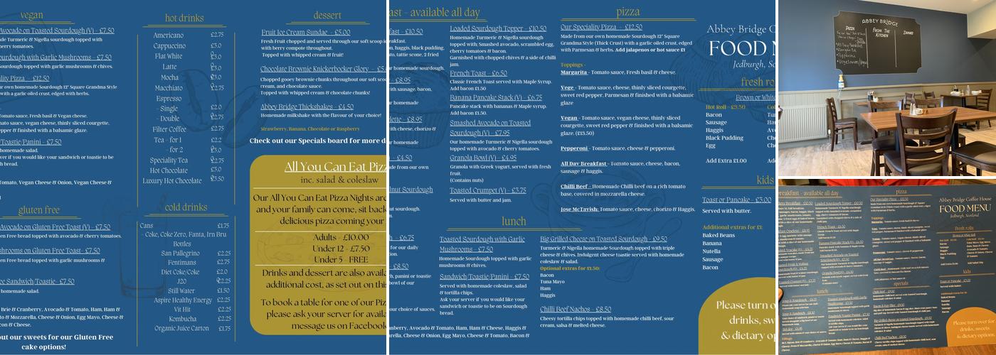 Abbey Bridge Coffee House & Pizzeria Menu