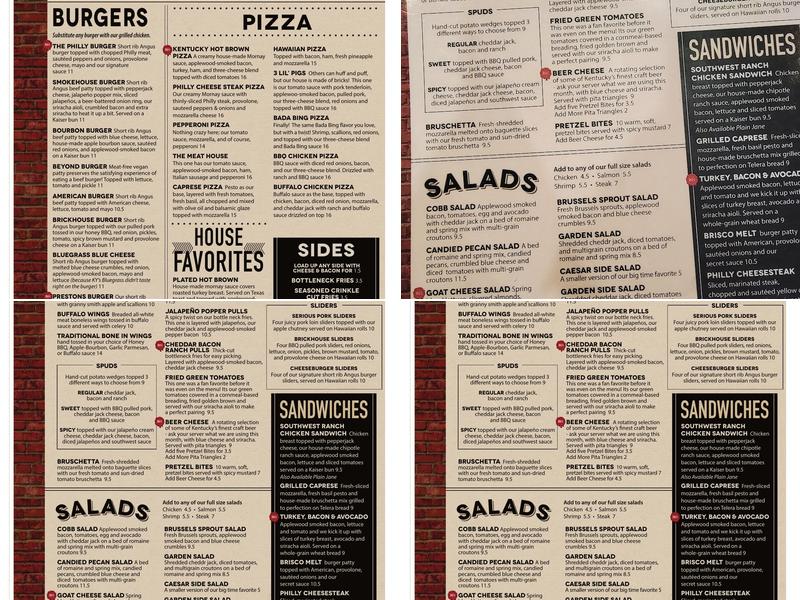 The Brickhouse Menu