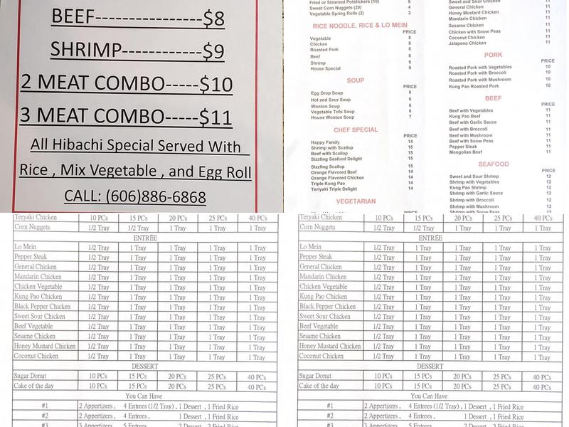 Peking Chinese Buffet Menu