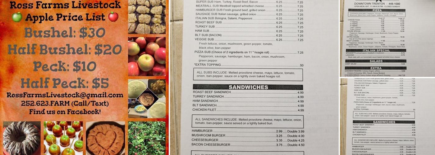 Aggie Pizza Menu