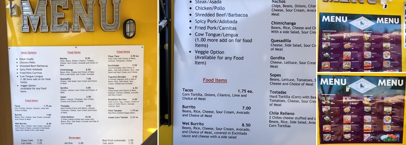 Pepe's Tacos Menu