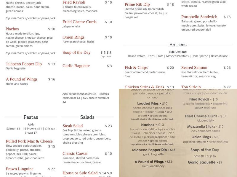 The Cazadero Steakhouse Menu