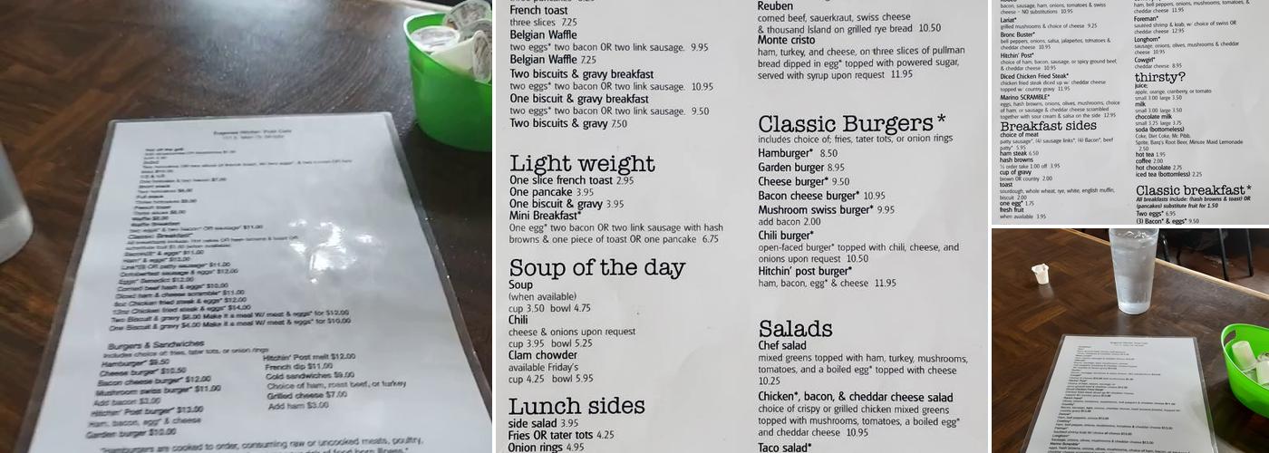 Gene’s Hitchin' Post Cafe Menu