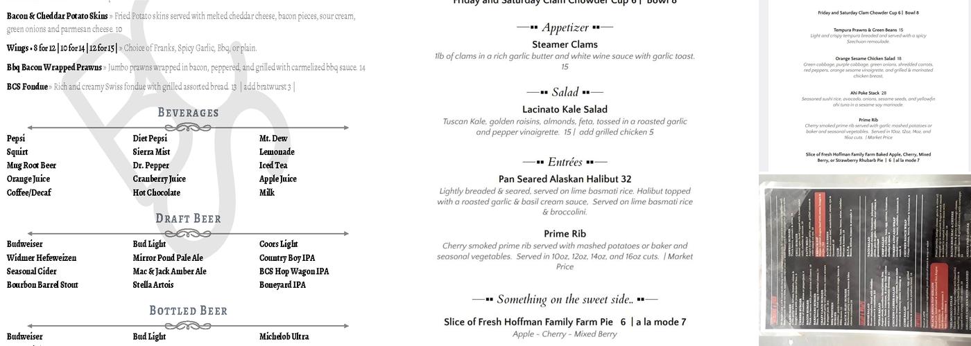 Beavercreek Saloon & Kissin Kate's Menu