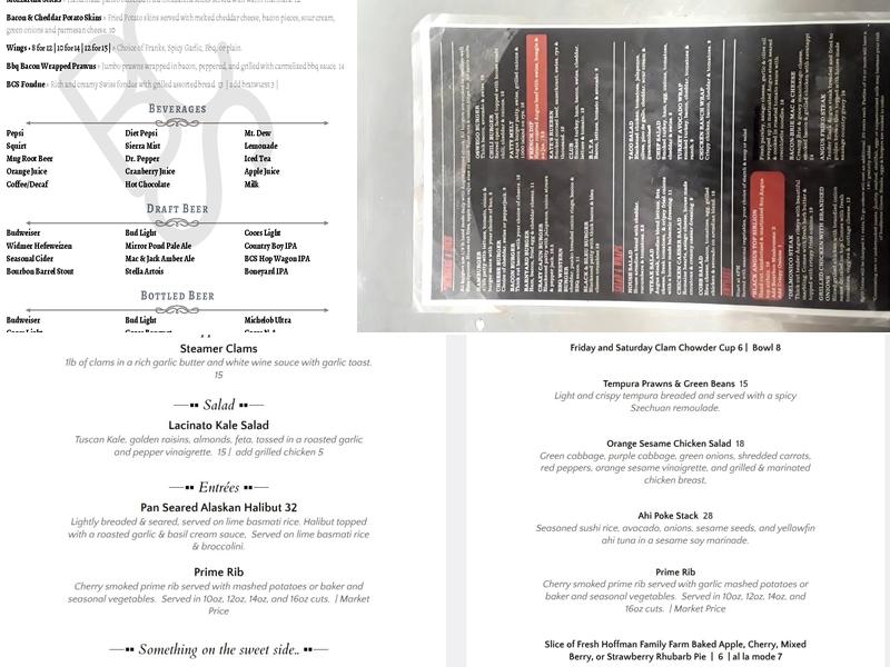 Beavercreek Saloon & Kissin Kate's Menu