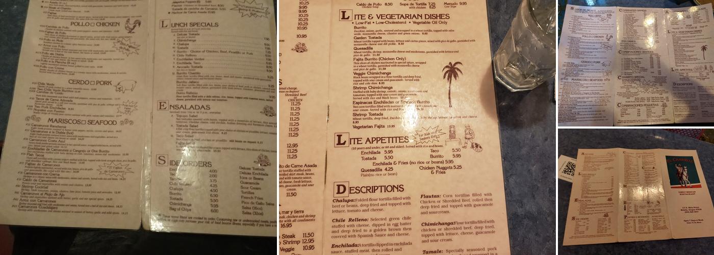 El Charrito Menu
