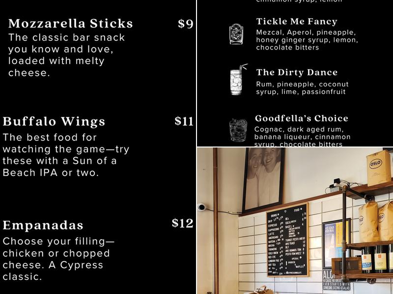 Cypress Cafe & Bar Menu