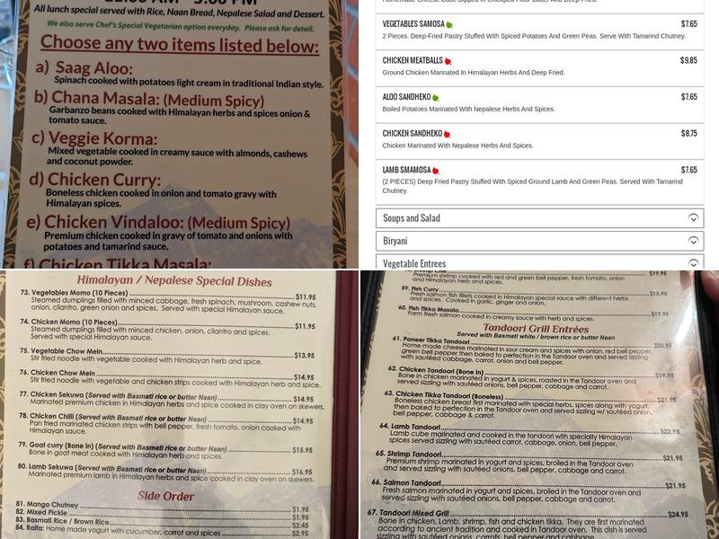 Himalayan Grill Menu