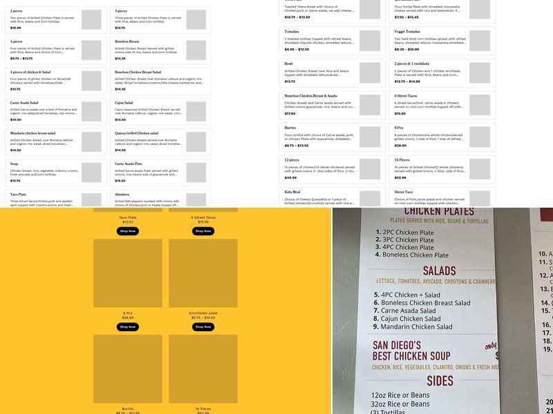 Don Pollo Grilled Chicken Menu