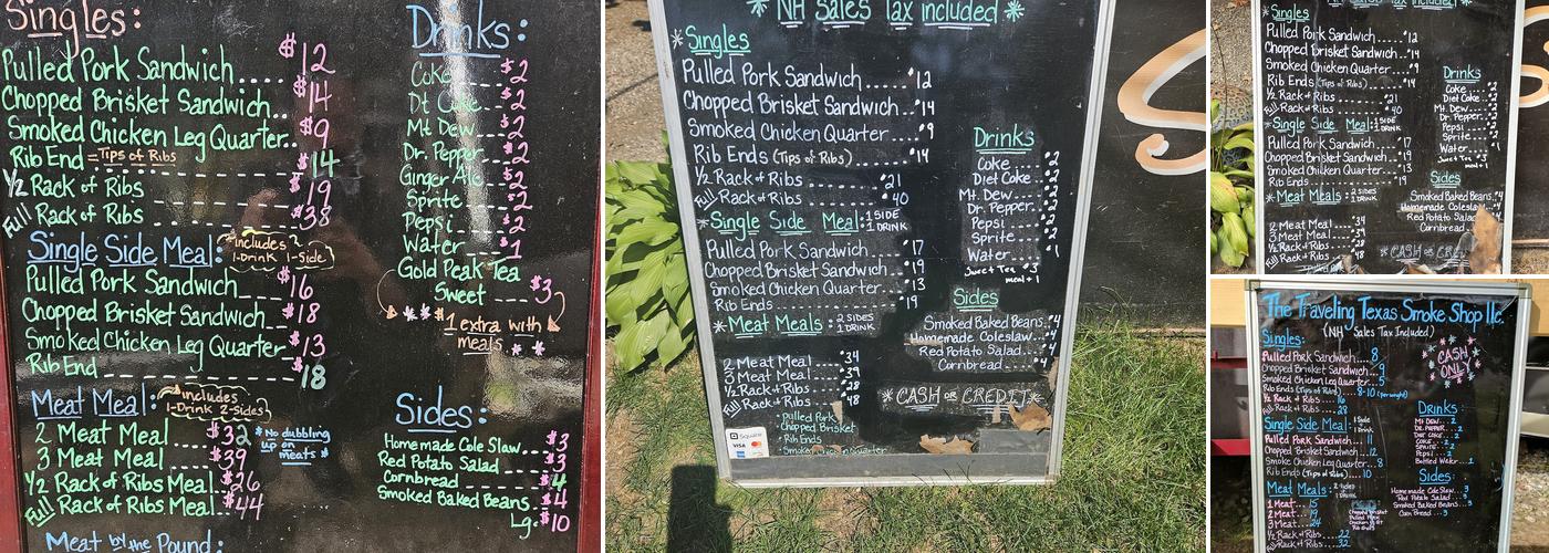 The Traveling Texas Smoke Shop Menu