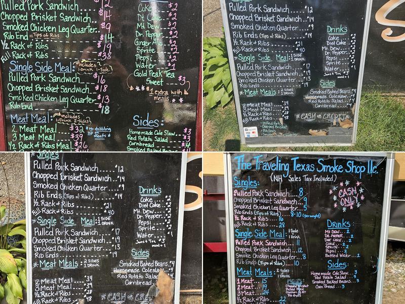 The Traveling Texas Smoke Shop Menu