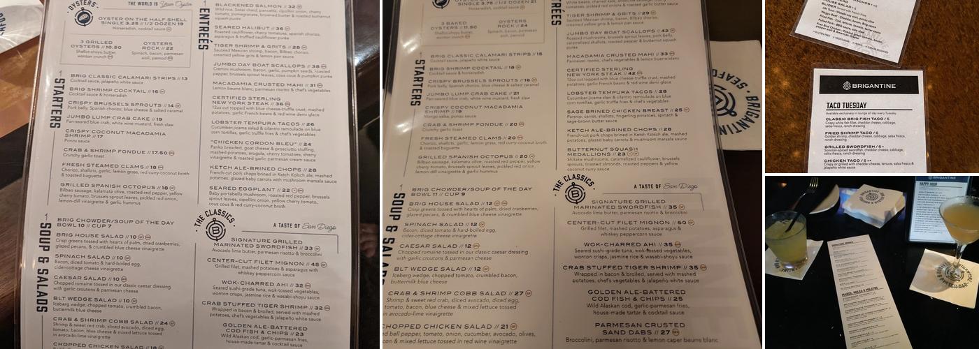 Brigantine Seafood & Oyster Bar Menu