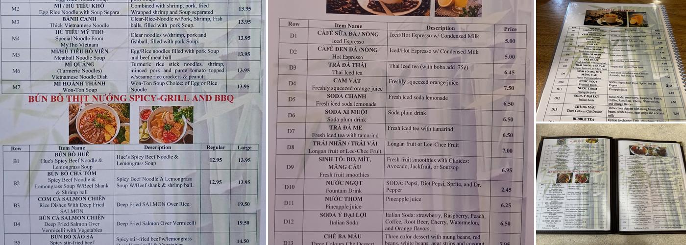Pho Hoai Restaurant Menu