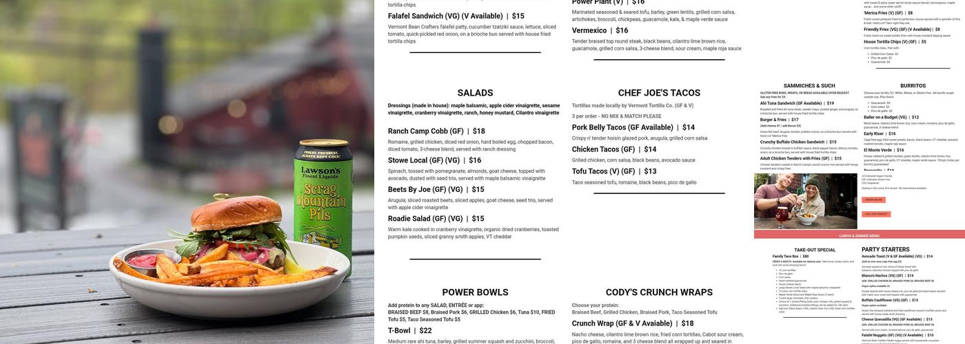 Ranch Camp Menu