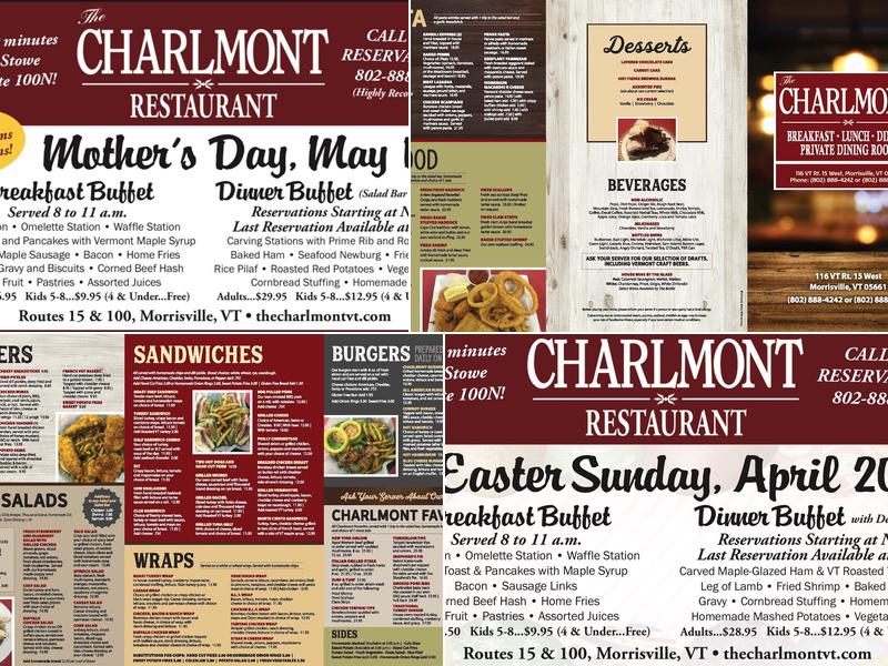 Charlmont Restaurant and Pub Menu