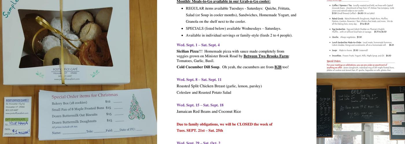 Post Office Cafe Menu