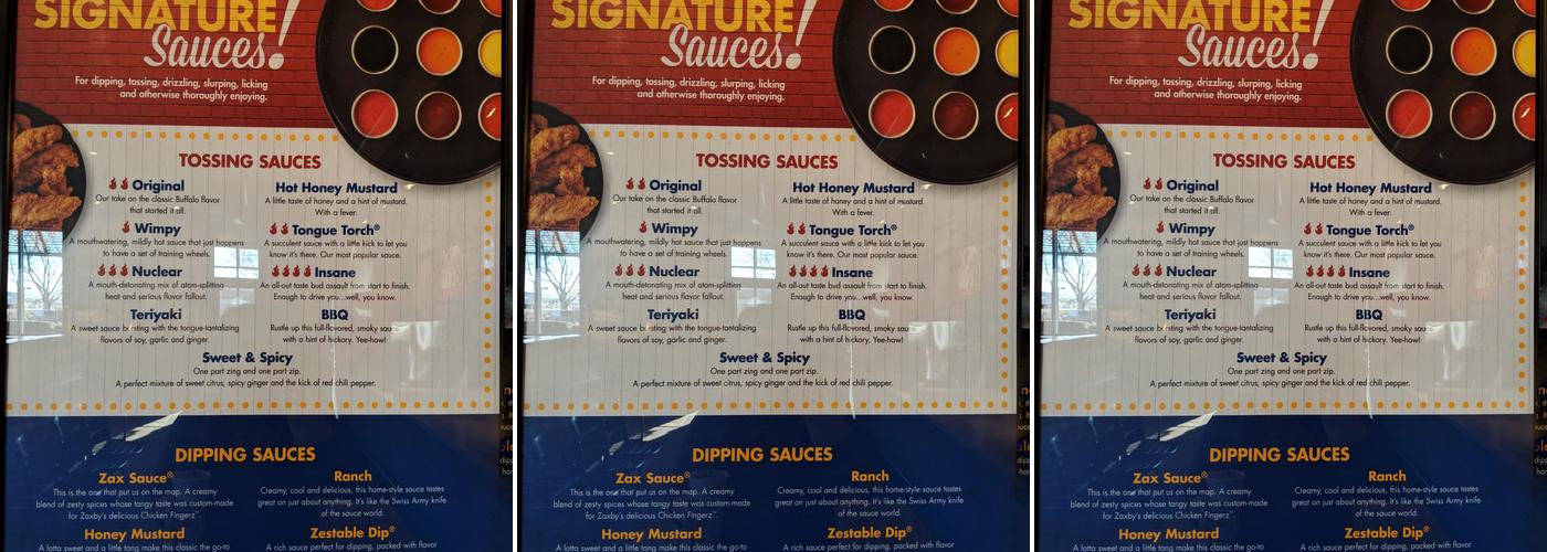 Zaxbys Chicken Fingers & Buffalo Wings Menu