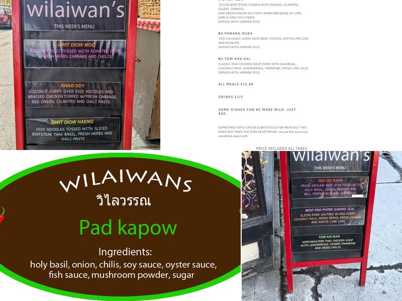Wilaiwan's Kitchen Menu