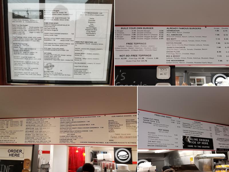 Buddy's Famous Menu