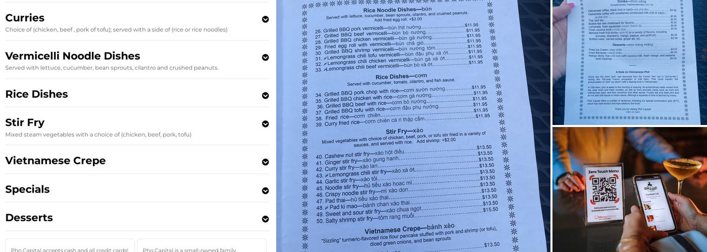 Pho Capital Menu