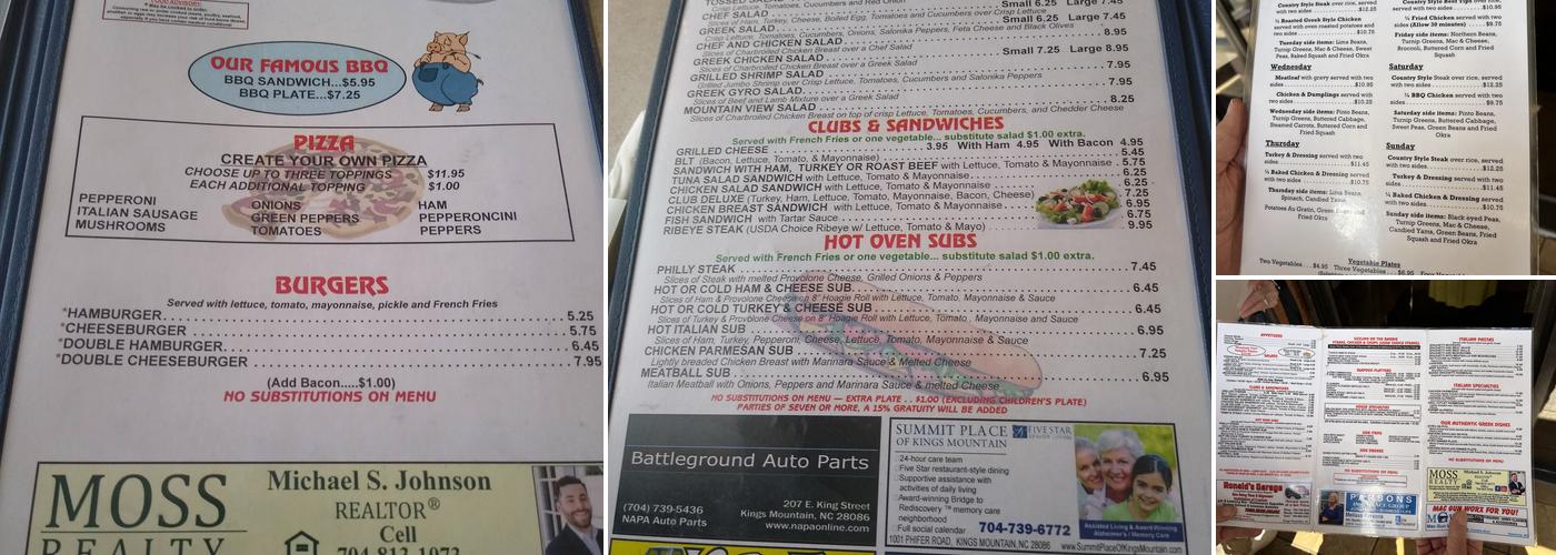 Mountain View Restaurant Menu