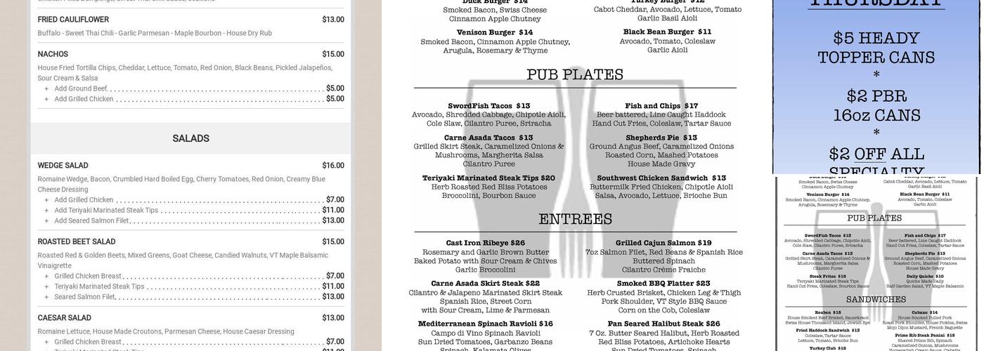 Cornerstone Pub & Kitchen Menu