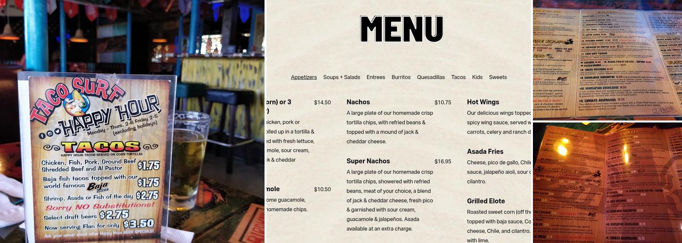 Taco Surf Menu