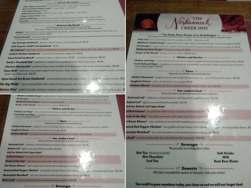 Neshannock Creek Inn Restaurant Menu