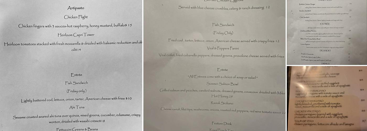 Four Pizzeria Bar and Grill Menu