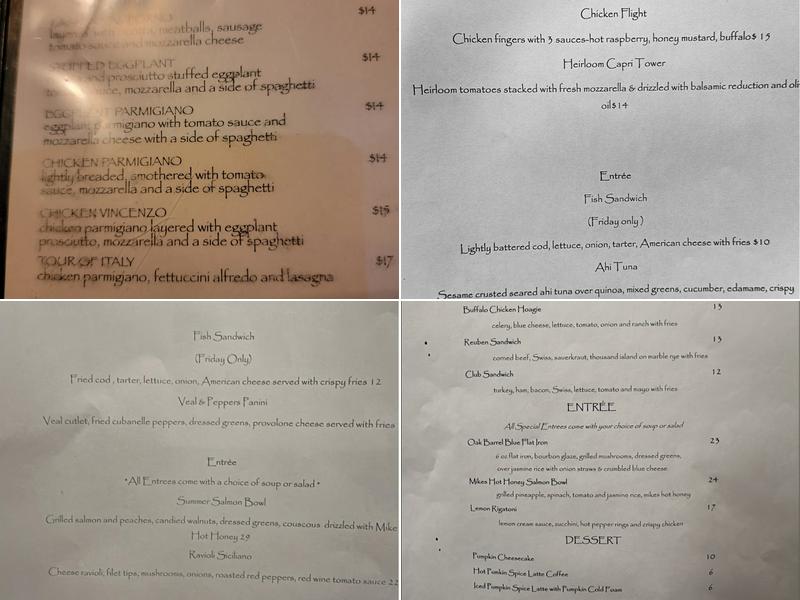 Four Pizzeria Bar and Grill Menu