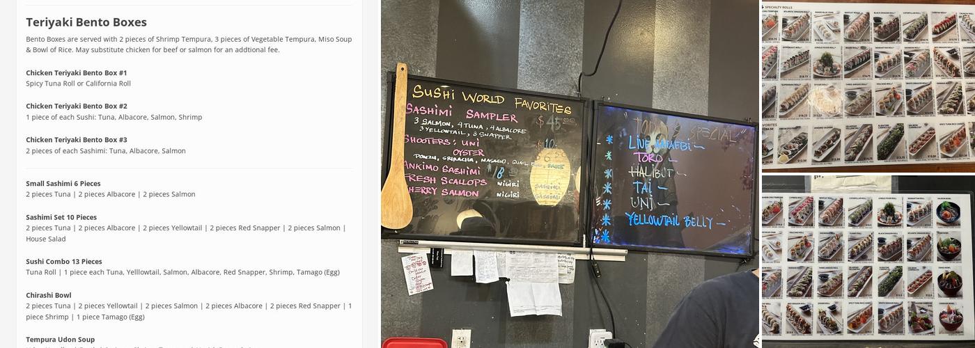Sushi World Menu