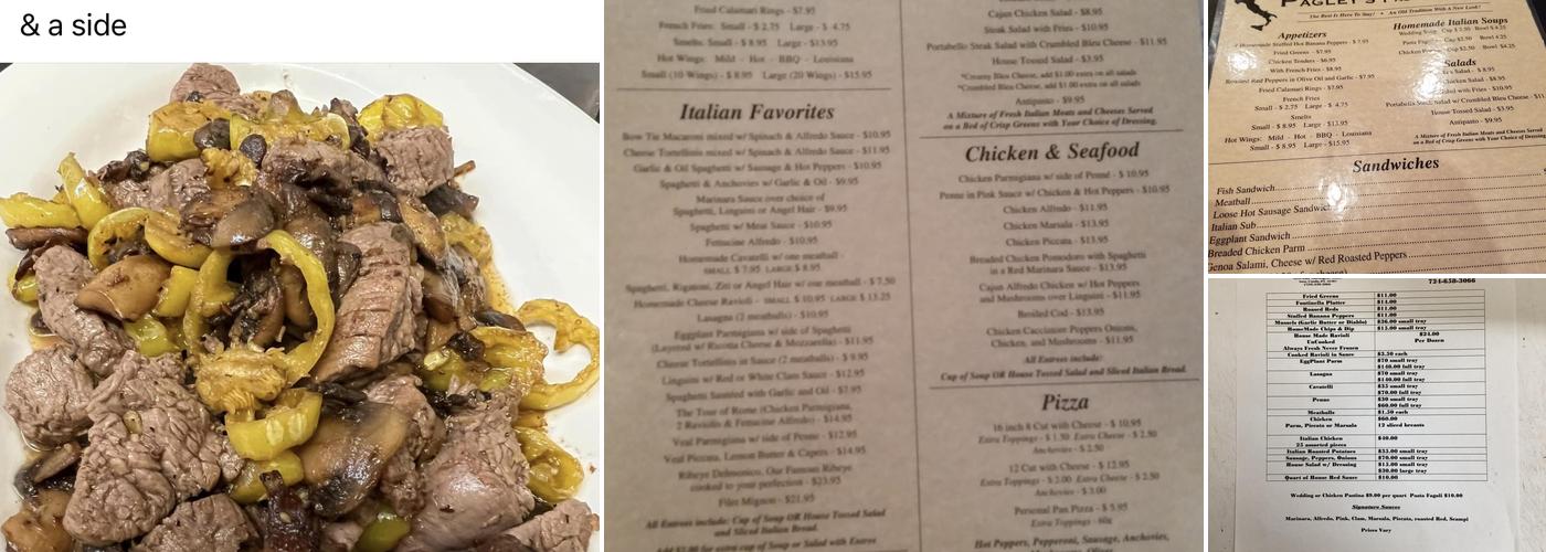Pagley's Pasta & More Menu