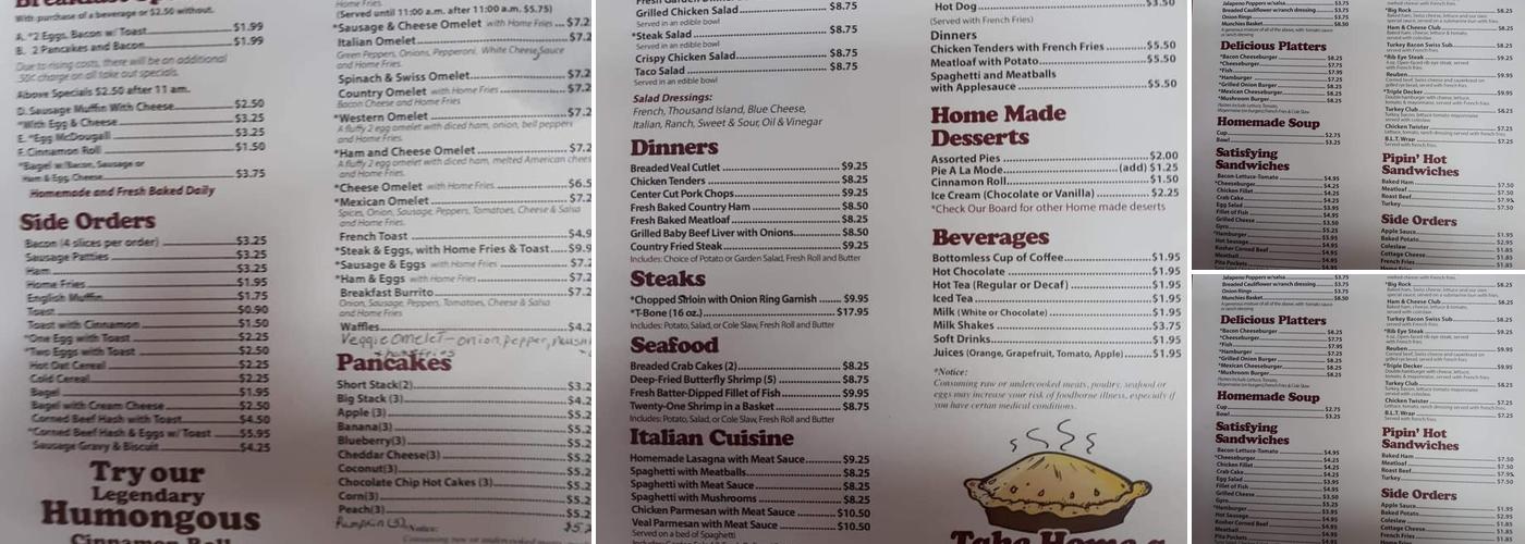 Camelot Restaurant Menu