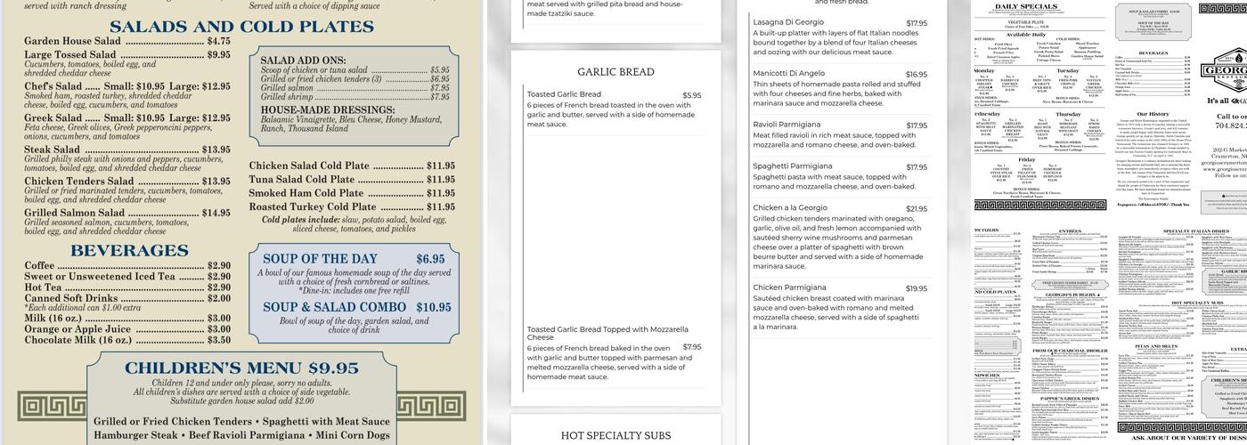 Georgio's Menu